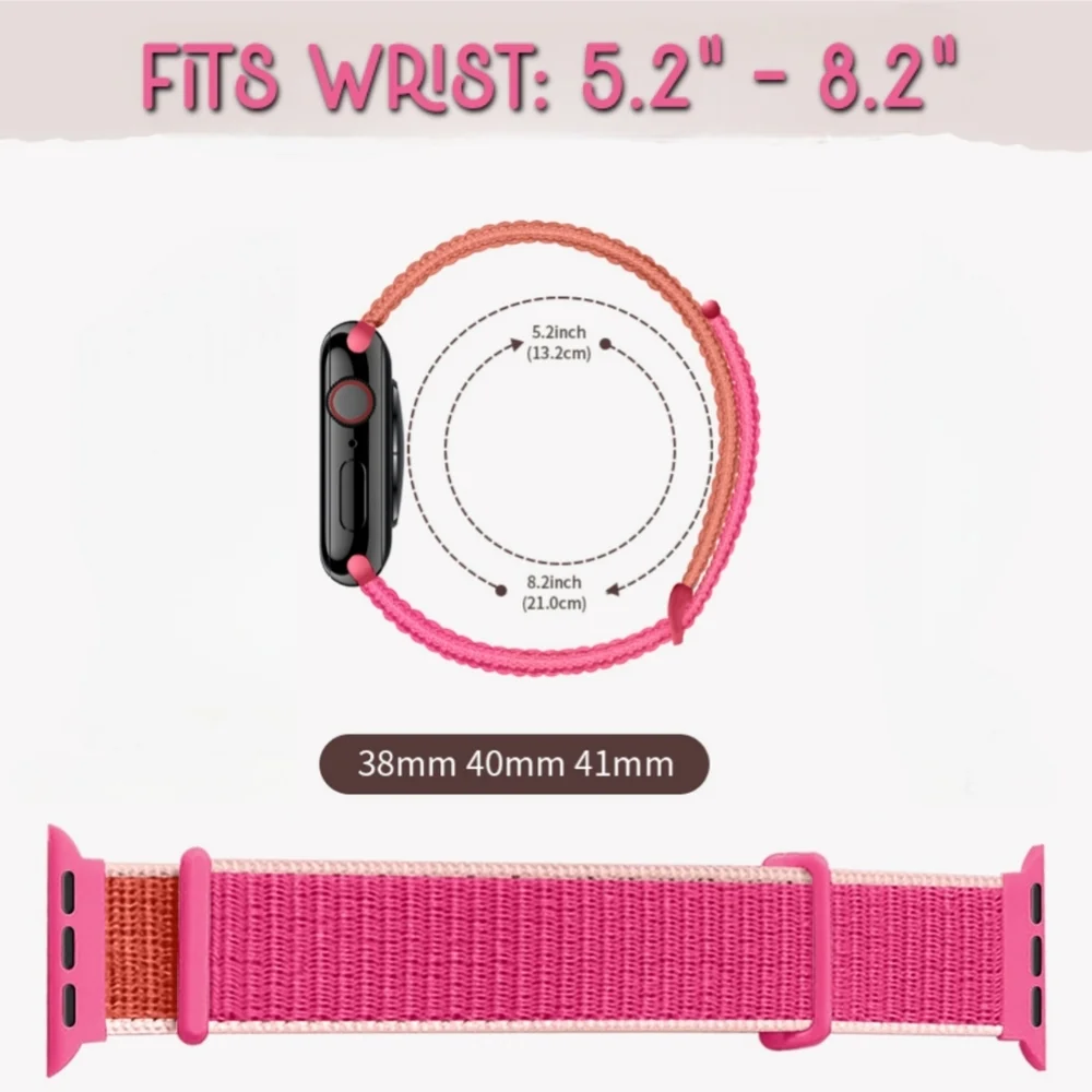Nylon Dual Strap Watch Bands - 2 Pack - Compatible with Apple Watch 38 40 41 mm
